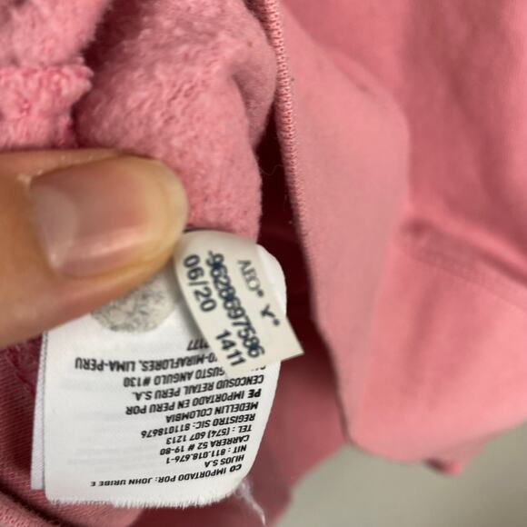 American Eagle Pullover Graphic Hoodie Pink Sweatshirt Cotton Blend Mens Size XS - Picture 8 of 9